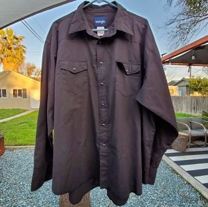 Wrangler Men's Long Sleeve Shirt. Black/Black Pearl Snaps. XXL. LNPWC